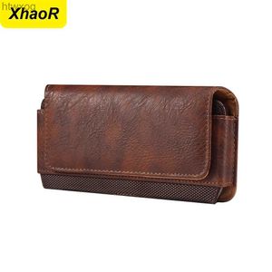 Pochettes de téléphone portable Sac de taille universel en cuir pour hommes pour 15 14 13 12 Pro Max Galaxy S23 S22 Étuis de ceinture de téléphone portable YQ240131