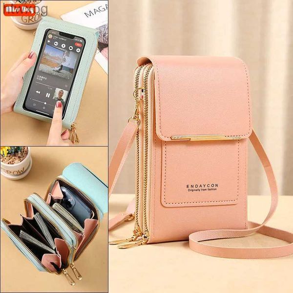 Bolsas para teléfonos celulares Bolsa universal para teléfono móvil con pantalla táctil de lujo para iPhone 15 14 13 12 11 Pro Max xs Funda Monedero Hombro Crossbody Monedero YQ240131