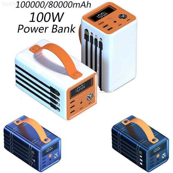 Bancos de energía para teléfonos celulares 100000/80000mAh Banco de energía 100W Estación de energía portátil al aire libre Paquete de batería externa Cargador rápido para teléfono inteligente y portátil DC L230824