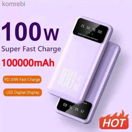 Bancos de energía para teléfonos celulares 100000mAh 100W Banco de energía de carga súper rápida Cargador portátil Paquete de batería Powerbank para iPhone Huawei Samsung NewL240111