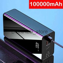 Bancos de energia de telefone celular 100000mAh Power Bank Carregador portátil 4 USB Poverbank Bateria externa para iPhone 14 13 12 Xiaomi Huawei Samsung Powerbank J231220