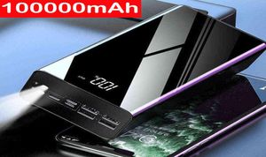 Banques d'alimentation pour téléphone portable 100000 mAh Power Bank Chargeur portable Batterie externe Powerbank 100000 mAh pour iPhone 13 X Huawei Sam2879952