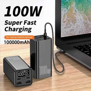 Banques d'alimentation du téléphone portable 100000mAh Type de banque d'alimentation C PD 65W Charge de chargement rapide Chargeur de batterie externe Powerbank adapté aux smartphones Tablettes d'ordinateurs portables iPhones Xiaomi J