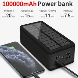 Mobiele telefoon Power Banks 100000MAH Power Pack Magnetic Wireless Super Fast Charging 21A Solar Charging 4USB Power Pack Geschikt voor Xiaomi iPhone 15 Portable Batterie