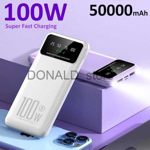 Mobiele telefoon Power Banks 100W Power Bank 50000mAh Supersnel opladen voor Huawei Samsung Draagbare externe batterijlader voor iPhone 15 Xiaomi Powerbank J1220