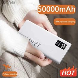 Banques d'alimentation pour téléphone portable 120W Banque de puissance haute capacité 50000mAh Chargeur de batterie portable Powerbank de charge rapide pour iPhone Samsung HuaweiL240111