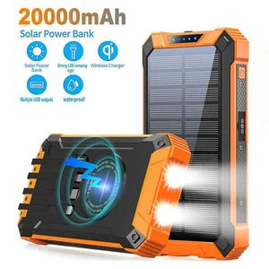 Banques d'alimentation du téléphone portable 20000mAh PACK POWER PACLE PANNEL SOLAR CHARGEUR LED sans fil SOS SOS Tool Power Pack Pack Batterre J240428