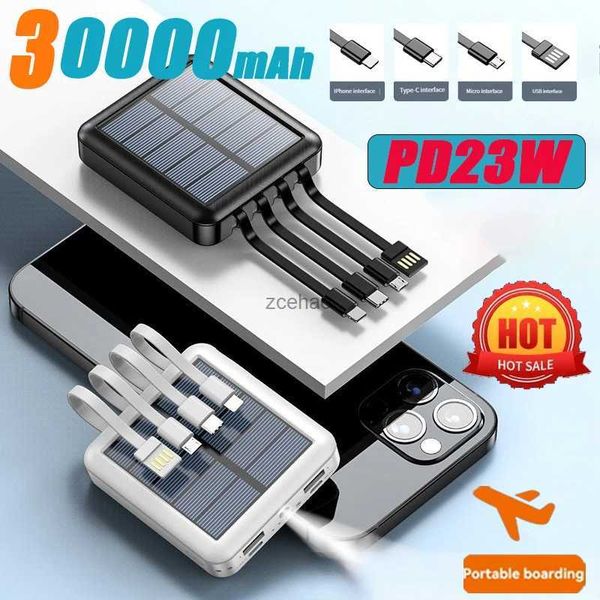Bancos de energía para teléfonos celulares 30000 mAh 4 líneas USB Banco de energía solar delgado Carga portátil Batería de repuesto externa para todos los teléfonos inteligentes Banco de energía solar
