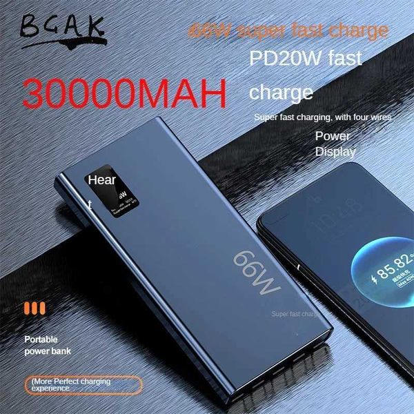 Banques électriques de téléphone portable 30000mAh 66W Charge rapide Pack d'alimentation de câble intégrée de grande capacité Gift Power Gift Wholesale J240428