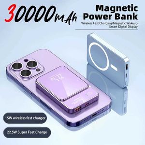 Banques d'alimentation de téléphone portable 30000mAh Pack de puissance magnétique 225W Qi Pack d'alimentation de charge sans fil adapté à l'iPhone 15 14 13 Samsung Huawei Xiaomi Super Fast Charge J24042