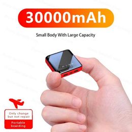 Bancos de energía para teléfono móvil, Banco de energía portátil de 30000mah con Cable adecuado para Samsung Huawei, pantalla de espejo, pantalla Led, 12, 11