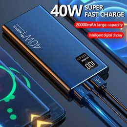 Powerbanks voor mobiele telefoons 40w supersnel opladen grote capaciteit 20000 mA mobiel vermogen in twee richtingen snel opladen digitaal display externe batterij QC30 J230217