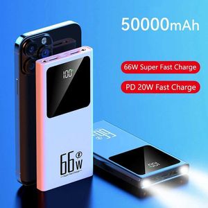 Banques d'alimentation de téléphone portable 50000 MAH 66W Pack d'alimentation de chargement rapide Ultra avec chargeur de batterie portable à 100% adapté à l'iPhone Xiaomi Huawei Samsung J240428