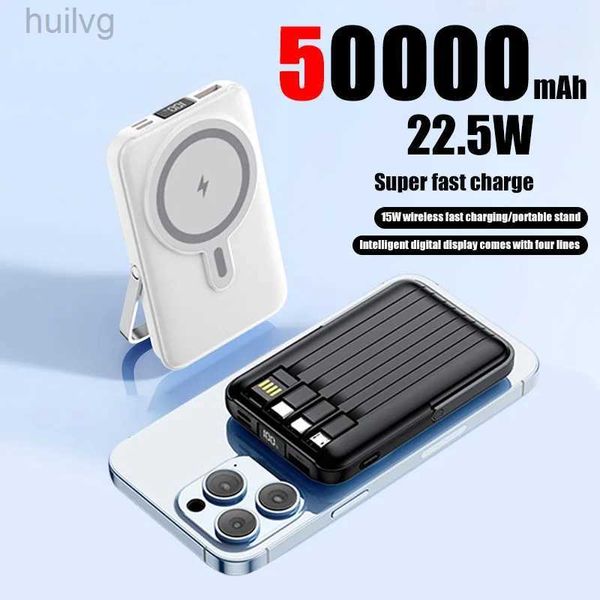 Banks d'alimentation de téléphone portable 50000 mAh Banque d'alimentation magnétique sans fil avec charge super rapide à 4 fils adaptée à l'iPhone Samsung Huawei 2443