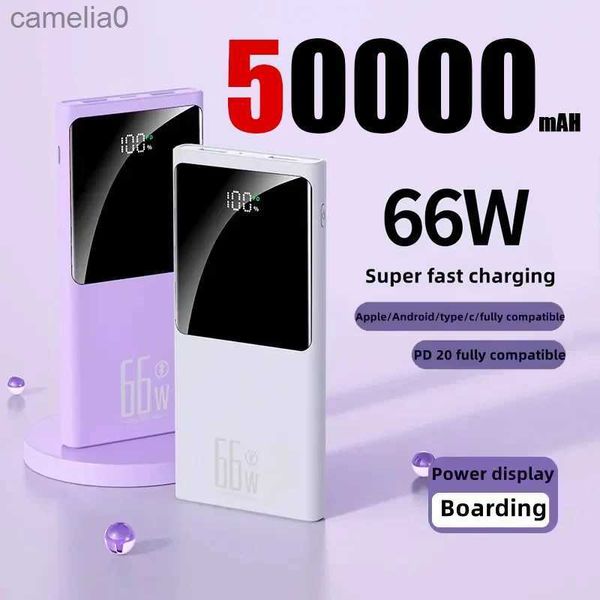 Bancos de energía para teléfonos celulares 50000mah 66w paquete de energía de carga rápida cargador portátil batería externa de alta capacidad 2 USB para iPhone Samsung power packC24320
