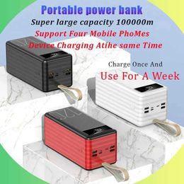 Banks d'alimentation de téléphone portable 65W Pack d'alimentation extérieure Portable Chargeur de batterie externe de charge rapide avec une grande capacité de 100000mAh adapté à l'iPhone Xiaomi Huawei J2