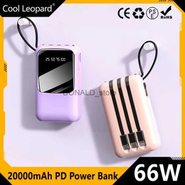 Banques d'alimentation pour téléphone portable 66W Mini Power Bank 20000mAh Charge ultra rapide PD 20W Batterie externe portable Powerbank pour iPhone 14 15 Samsung Xiaomi J231220