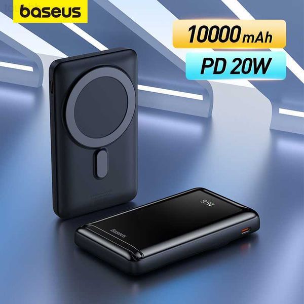 Banques d'alimentation pour téléphone portable Baseus 20W chargeur magnétique sans fil Power Bank 10000mAh charge sans fil batterie externe pour iPhone 14 13 12 Pro Max L230731