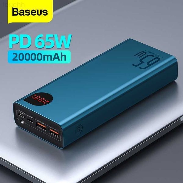 Banques d'alimentation pour téléphone portable Banque d'alimentation Baseus 65W 20000mAh Powerbank de charge portable batterie externe pour téléphone portable PD QC 3.0 chargeur 22.5W Poverbank 20000 L230728