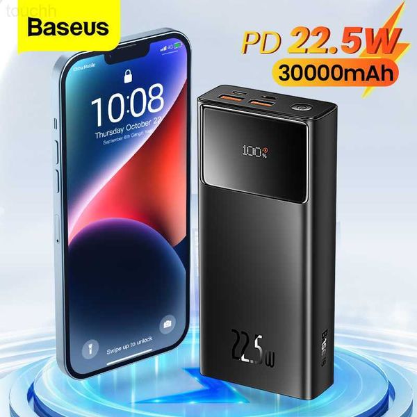 Bancos de energía para teléfonos celulares Baseus PD 20W Power Bank 30000mAh Carga rápida para iPhone Xiaomi Poco 20000mAh 22.5W Cargador de batería externo portátil Powerbank L230824