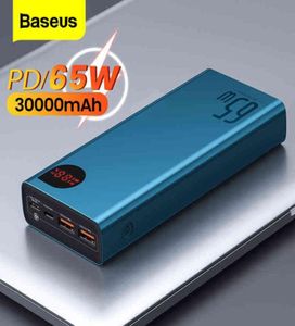 Mobiele telefoon Power Banks Baseus PD 65W Power Bank 30000MAH QC40 Portable oplaad externe batterijlader PowerBank voor iPhone Mac5108125