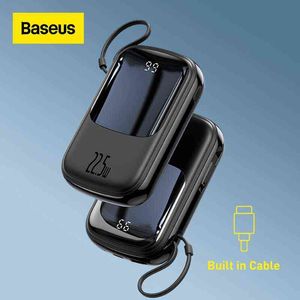 Power Banks voor mobiele telefoons Baseus Power Bank 20000 mAh PD Snel opladen Powerbank Ingebouwde kabels Draagbare oplader Externe batterij voor telefoon T220905