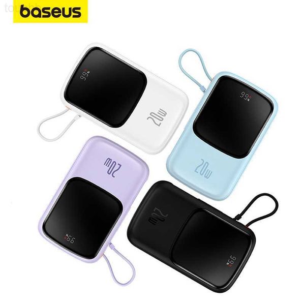 Banques d'alimentation pour téléphone portable Baseus Power Bank Charge rapide avec câble intégré Affichage numérique Capacité de la batterie 22,5 W pour téléphone de type C 20 W pour iPhone L230731