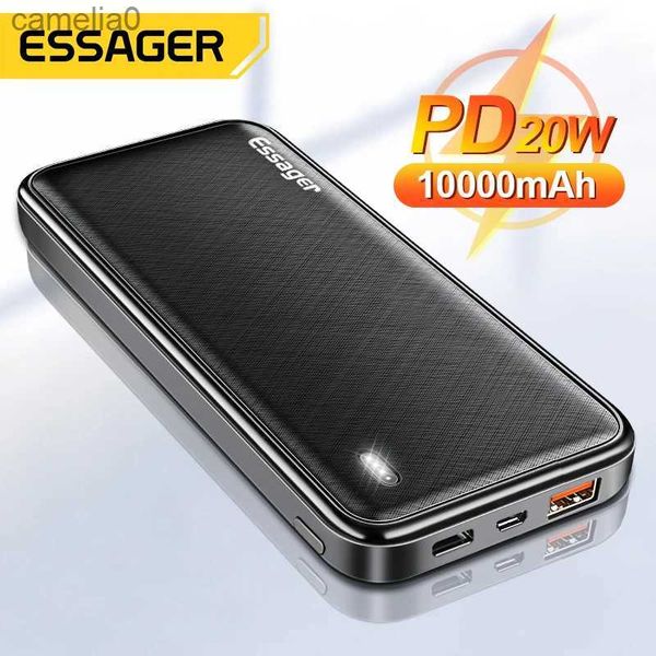 Bancos de energía para teléfonos celulares Essager 10000mAh Power Bank PD 20W Carga portátil PowerBank Cargador de batería externo adecuado para iPhone 14 13 Samsung HuaweiC24320