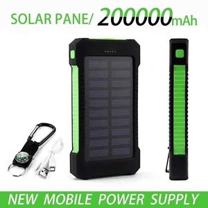Banques électriques de téléphone portable Livraison gratuite de 200000mAh Panneau solaire de haut niveau Chargeur d'urgence imperméable avec batterie externe pour Mi iPhone LED Lights J240428
