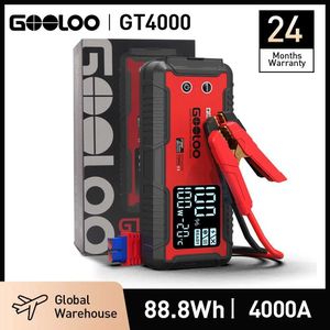 Banques d'alimentation du téléphone portable Gooloo 12v Jumper 4000A Carter de batterie de voiture 24000mAh Pack Power Pack Booster Automatic Equipment Emergency Start 240424