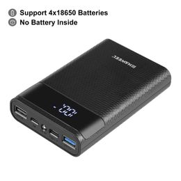 Banques d'alimentation du téléphone portable Haweel DIY 4X 18650 Batterie (non incluse) 12000mAh Bodirectional CHARGER POWER PACK Boîte de boîtier avec sortie 2x USB et Affichage Suppo 240424