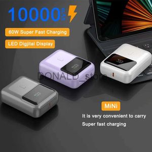 Mobiele telefoon Power Banks Hot 10000 mAh Mini Power Bank 60 W Supersnel opladen Externe mobiele batterij Campinglader voor iPhone Samsung Huawei Powerbank J231220