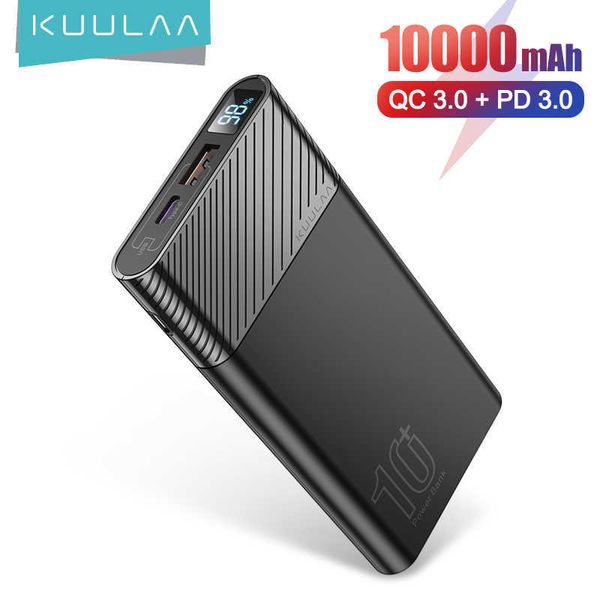 Banques d'alimentation pour téléphone portable KUULAA 10000mAh Power Bank Double USB Chargeur portable QC PD Charge rapide PowerBank Affichage numérique Ultra Slim Batterie externe G230525