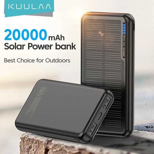 Banques d'alimentation du téléphone portable Kuulaa 20000mAh Pack de batterie solaire pour chargement de téléphone portable de batterie externe à charge rapide adaptée à Xiaomi iPhone 15 14 12 Pro J240428