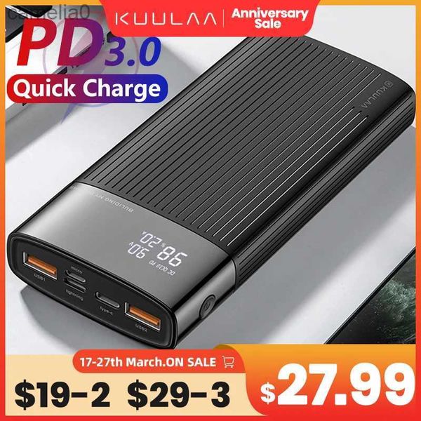 Bancos de energía para teléfonos celulares KUULAA Power Bank 20000mAh QC PD 3.0 PowerBank Carga rápida PowerBank 20000mAh USB Cargador de batería externo para iPhone 15 14C24320