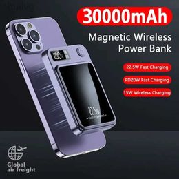 Teléfono celular Banks Magnetic Wireless Power Bank 30000MAH 22.5W Cargador de batería externa de carga rápida para Huawei Samsung iPhone 12 PD 20W PowerBank 2443