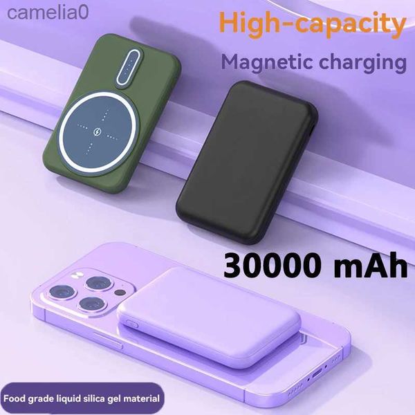 Banques d'alimentation pour téléphone portable Magsafe Bloc d'alimentation magnétique 30000mAh Portable sans fil Charge rapide Haute capacité iPhone Samsung Batterie externe C24320