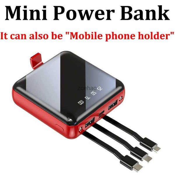 Banques d'alimentation pour téléphone portable Mini Power Bank 30000mAh Écran miroir LED Affichage numérique Powerbank avec câble pour 12 11 Samsung Huawei Poverbank