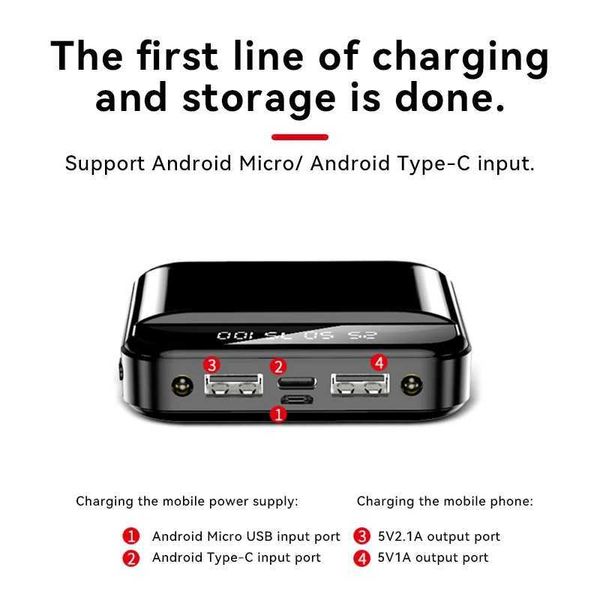 Teléfono celular Bancos de energía Mini Power Bank 30000mAh Cargador súper rápido portátil Paquete de batería externa para Samsung Poverbank Pantalla digital L240121