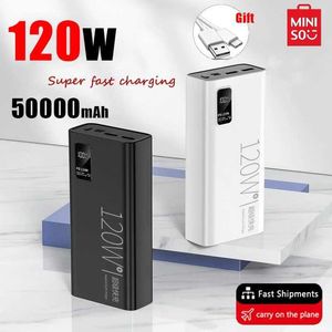 Banques électriques de téléphone portable MINISO 120W POWER POWER 50000mAH Haut-capacité Pack d'alimentation portable rechargeable PATTATERE EXTÉRIEURE APPORTE