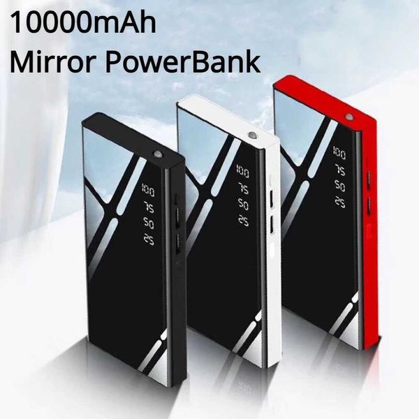 Teléfono celular Banks Mirror Digital Display Power Bank 20000mAh Gran capacidad Cargador móvil Cargador de carga rápida Cargador portátil 240424