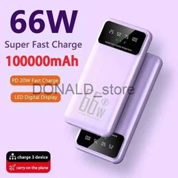 Mobiele telefoon Power Banks Mobiele Power 100000mAh 66W Power Bank Draagbare externe batterijlader Snel opladen voor Huawei Samsung Iphone Powerbank J231220