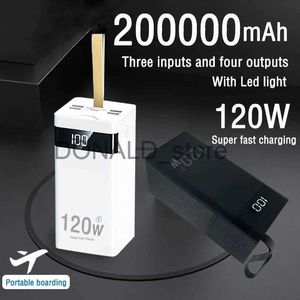 Banques d'alimentation pour téléphone portable Alimentation mobile 200Ah Grande capacité 120W Charge ultra rapide Écran d'affichage numérique intelligent avec LED Livraison gratuite J231220