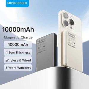 Banks d'alimentation du téléphone portable MoveSpeed S10 Wireless Magnetic Power Pack 10000mAh UltraHin Portable PD20W Chargeur de batterie externe adapté à l'iPhone Samsung et Xiaom