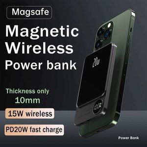Cell Phone Power Banks Nouvelle banque d'alimentation magnétique 10000 mAh PD20W Magsafing batterie externe de Charge rapide pour 15 W Powerbank de Charge sans fil ForL240111