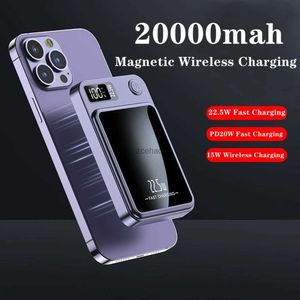 Mobiele telefoon Power Banks Nieuwe 20000 mAh Magnetische Qi Draadloze oplader Power Bank 22,5 W Snel opladen voor 13 14 Samsung Huawei Mini Powerbank