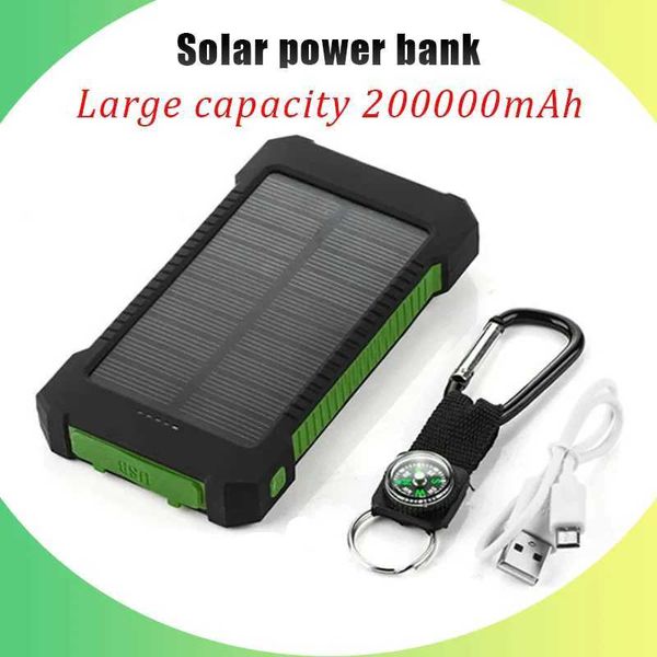 Banques d'alimentation du téléphone portable Nouveau panneau solaire portable avec une capacité de 200000mAh adapté à la batterie de batterie portable Camping Outdoor Camping Charging Portable 240424