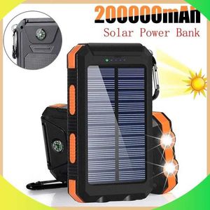 Banques d'alimentation du téléphone portable Nouveau pack de cellules solaires avec étanche et grande capacité de 200000mAh Charge rapide Alimentation de batterie externe Super Bright Floash Lampe J2404