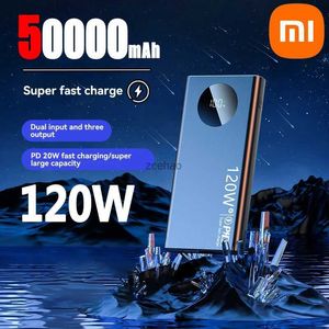 Mobiele telefoon Power Banks Originele 120W Supersnel opladen 50000mAh Dun en licht Power Bank met klok Ultra-lange levensduur Power Bank Gratis verzending