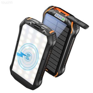 Banques d'alimentation pour téléphone portable PD18W Banque d'énergie solaire rapide Chargeur sans fil 26800mah Powerbank Batterie externe Poverbank pour iPhone Xiaomi Samsung avec lumière L230728